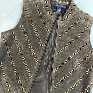 Catherine Stewart Brown Leather vest Small with Gold grommets